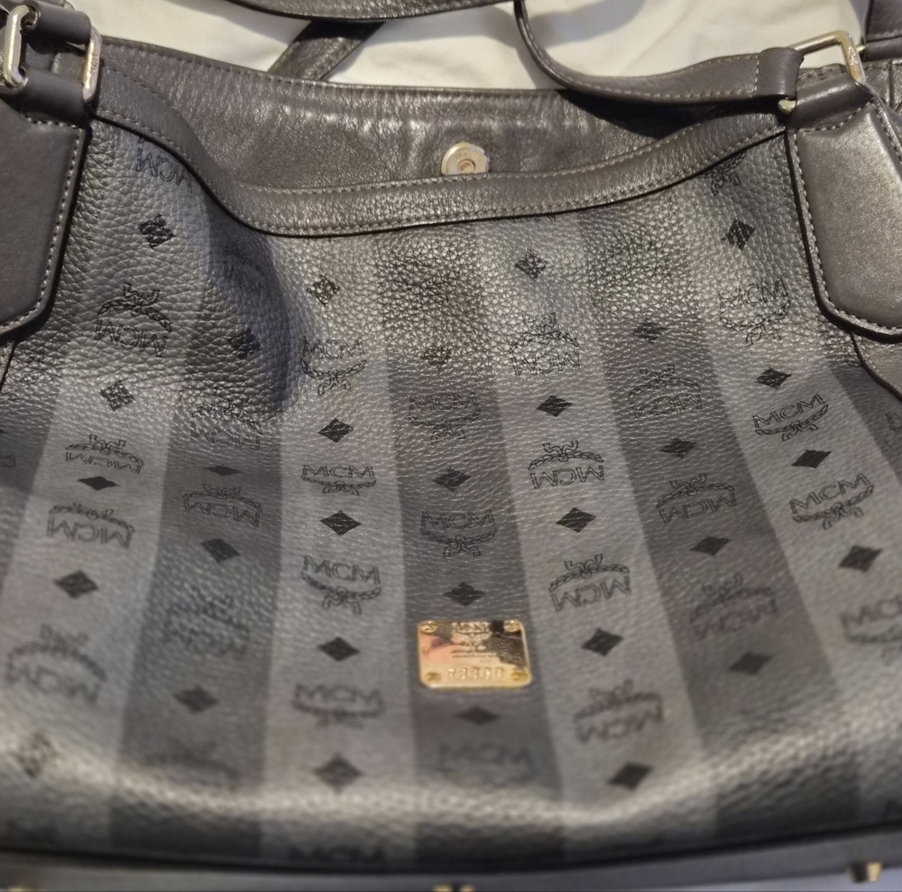 MCM Dark Gray Monogram Shoulder Bag